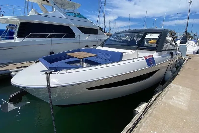  Yacht Photos Pics 2023 Bavaria Vida 33 yacht docked, featuring sleek design and modern amenities.