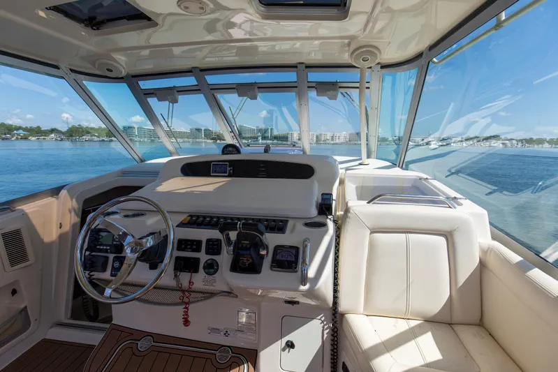 Papa's Dream Yacht Photos Pics 2016 Grady-White Express 370 helm with panoramic water view.