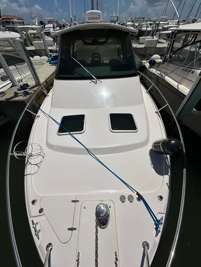  Yacht Photos Pics 2013 Grady-White Express 330 boat docked in marina, aerial view.