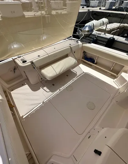  Yacht Photos Pics 2013 Grady-White Express 330 boat interior with seating and storage.