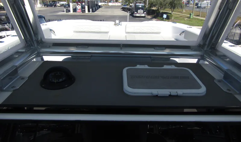  Yacht Photos Pics 2023 Twin Vee 340 GFX CC boat interior with storage compartments.