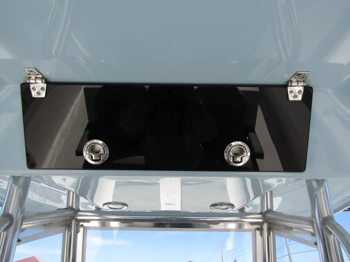  Yacht Photos Pics 2023 Twin Vee 340 GFX CC boat console with stainless steel fixtures.