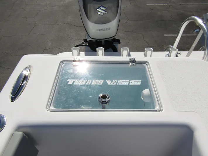  Yacht Photos Pics 2023 Twin Vee 340 GFX CC boat with Suzuki 350 engine, featuring a sleek design.
