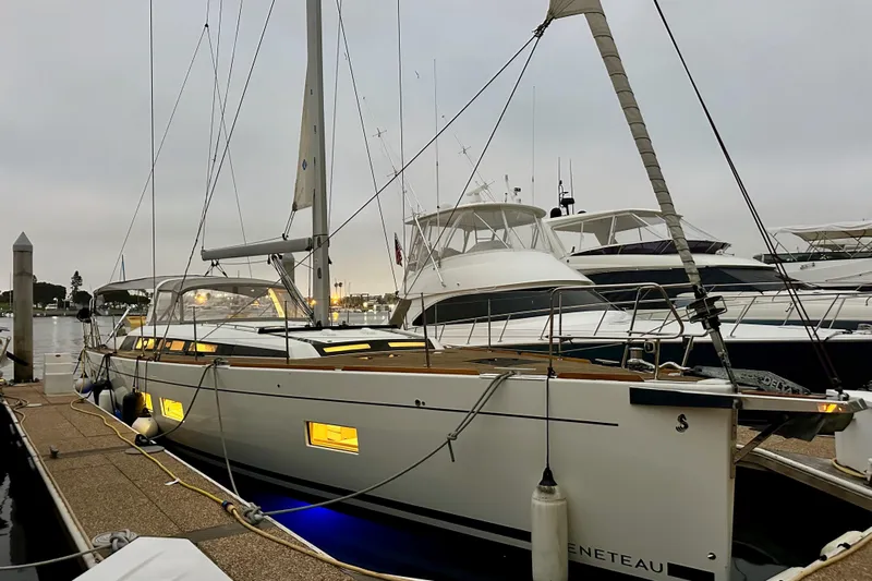 Champagne Yacht Photos Pics Beneteau Oceanis 55.1 yacht docked at marina, 2021 model.