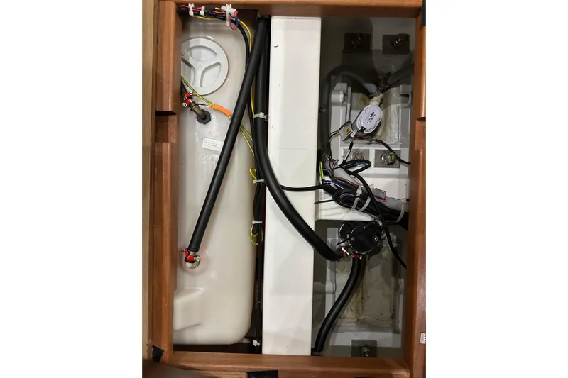 Champagne Yacht Photos Pics 2021 Beneteau Oceanis 55.1 yacht interior wiring and plumbing system.