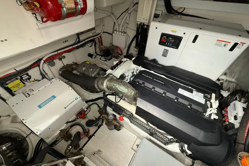  Yacht Photos Pics Engine room of 2022 Cruisers Yachts 50 Cantius with Volvo Penta engine.