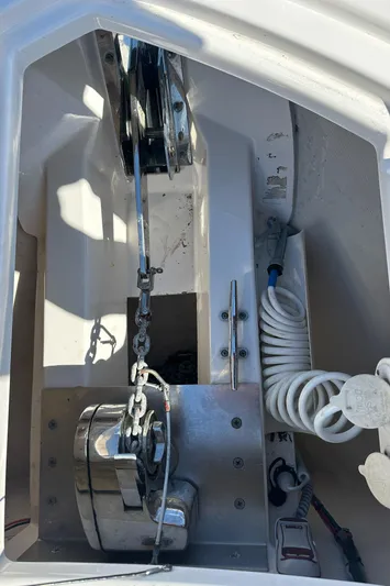  Yacht Photos Pics Anchor winch system on 2017 Pursuit OS 355 Offshore boat.