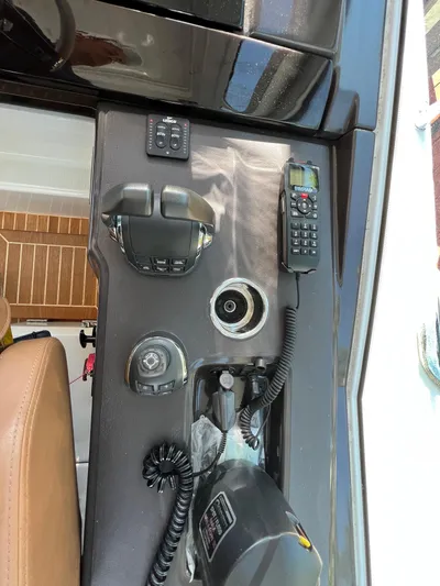 Elixir Yacht Photos Pics Control panel of a 2019 Beneteau Gran Turismo 46 yacht with communication equipment.