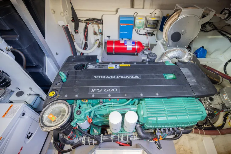 Elixir Yacht Photos Pics Engine room of 2019 Beneteau Gran Turismo 46 with Volvo Penta IPS 600 engine.