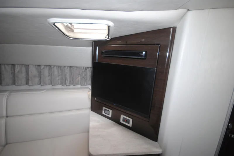  Yacht Photos Pics Interior of 2017 Formula 370 Super Sport with TV and modern furnishings.