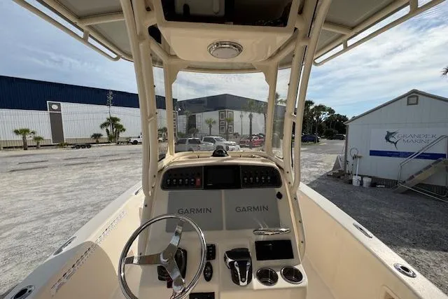  Yacht Photos Pics 2021 Grady-White 251 Coastal Explorer boat interior with Garmin navigation system.