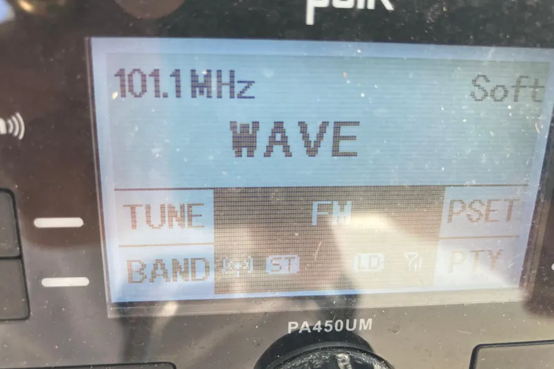  Yacht Photos Pics Radio display showing 101.1 MHz FM station, "WAVE," on a Tarpon 326 model.