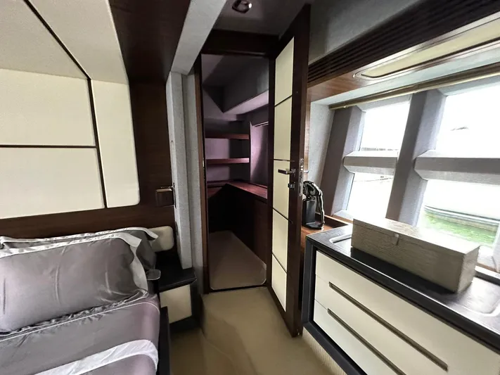 B-enjoy III Yacht Photos Pics Luxurious bedroom interior of 2012 Azimut 72S yacht with modern design.