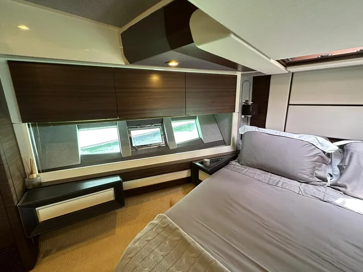 B-enjoy III Yacht Photos Pics Luxurious bedroom interior of 2012 Azimut 72S yacht with modern design.
