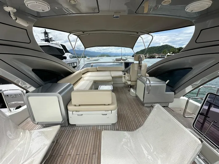 B-enjoy III Yacht Photos Pics Interior of 2012 Azimut 72S yacht with spacious seating and scenic views.