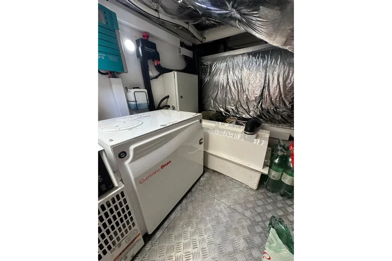  Yacht Photos Pics Engine room of a 2016 Princess V45 yacht with Cummins Onan generator.
