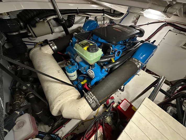  Yacht Photos Pics Engine compartment of a 2006 Tiara Yachts 3600 Open, showcasing detailed mechanical components.