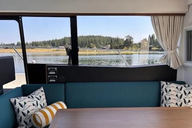 Sweet & Salty Yacht Photos Pics Interior of 2019 Jeanneau Velasco 37F yacht with scenic water view.