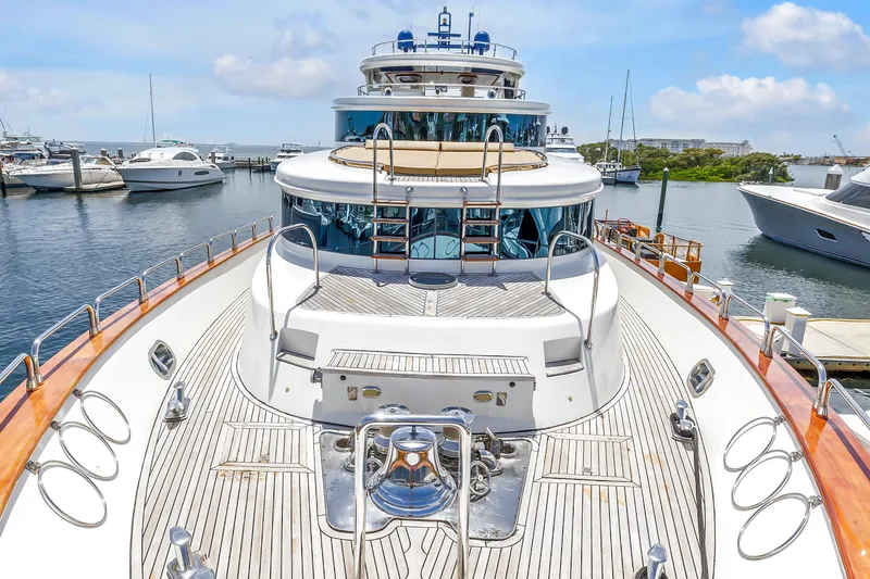 Star Saphire Yacht Photos Pics Luxurious 2007 Bilgin 117 yacht docked at marina under clear blue sky.