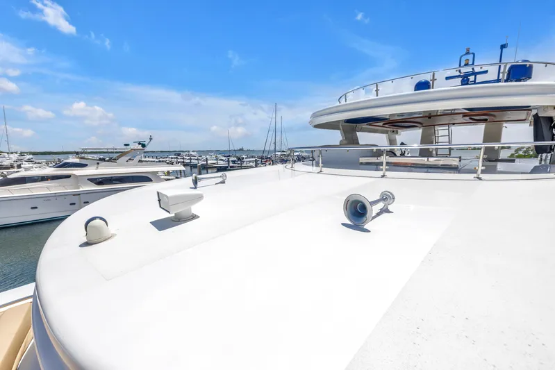 Star Saphire Yacht Photos Pics Luxury yacht Bilgin 117, 2007 model, docked at marina under clear blue sky.