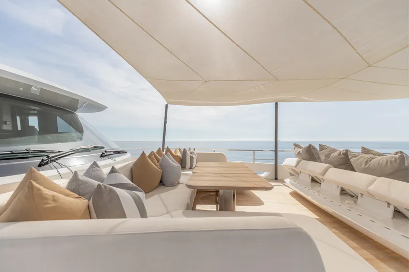 H Yacht Photos Pics Luxurious Azimut Grande 35m yacht deck with elegant seating, 2023 model.