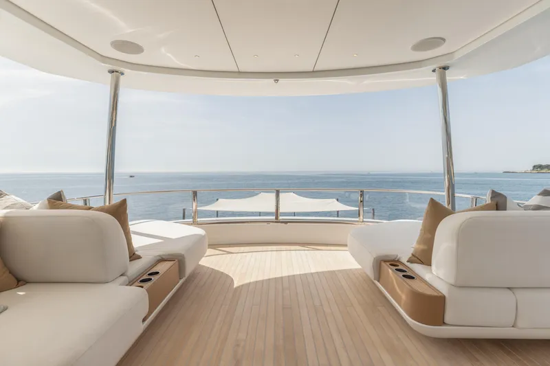 H Yacht Photos Pics Luxurious Azimut Grande 35m yacht interior with ocean view, 2023 model.