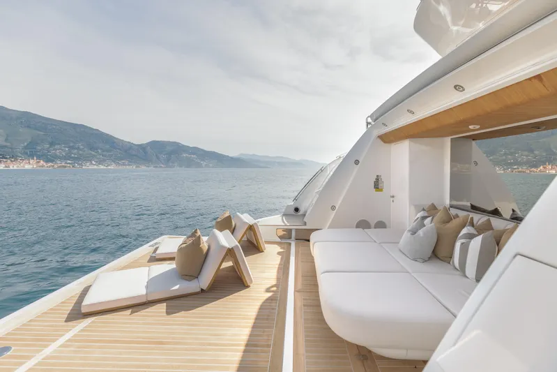 H Yacht Photos Pics Luxurious 2023 Azimut Grande 35m yacht deck with scenic ocean view.