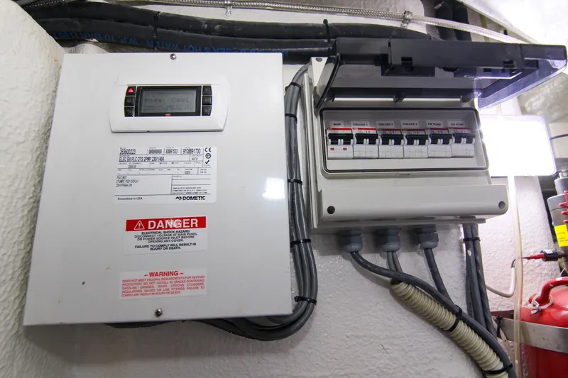 Love Life Yacht Photos Pics Electrical panel and control box on 2009 Riva 68' EGO SUPER yacht.