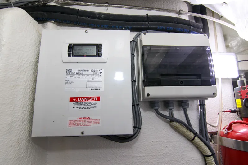 Love Life Yacht Photos Pics Electrical control panel on a 2009 Riva 68' EGO SUPER yacht.