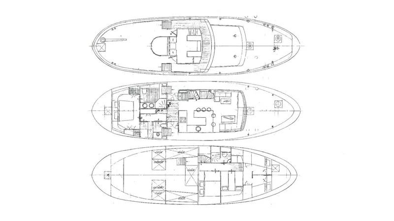  Yacht Photos Pics Blueprint of 2009 Altena Trawler showcasing detailed deck layouts and interior design.