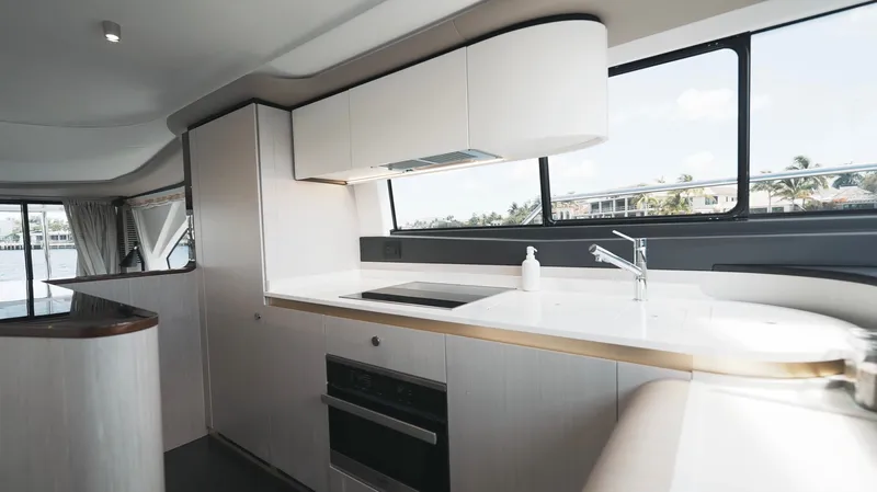 Skoupidia Yacht Photos Pics Modern kitchen on Azimut 60 Fly yacht, year 2022.