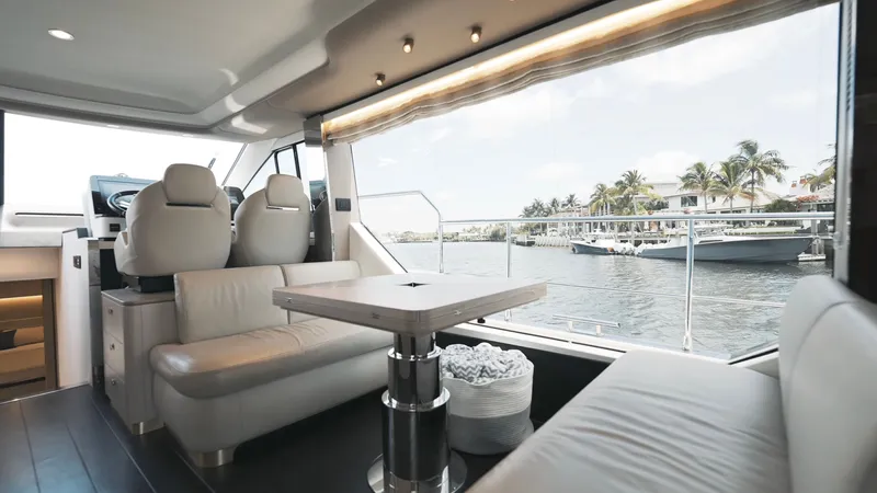 Skoupidia Yacht Photos Pics Interior of 2022 Azimut 60 Fly yacht with modern design.
