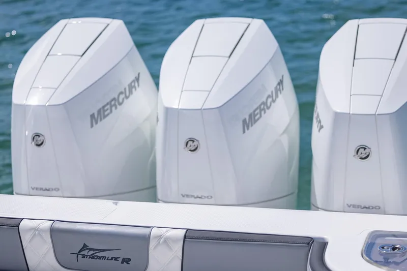  Yacht Photos Pics Triple Mercury Verado engines on a 2025 Streamline R 35 boat.