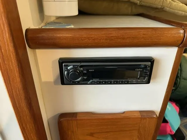  Yacht Photos Pics Clarion stereo system in 2003 Pursuit 3070 Express boat interior.