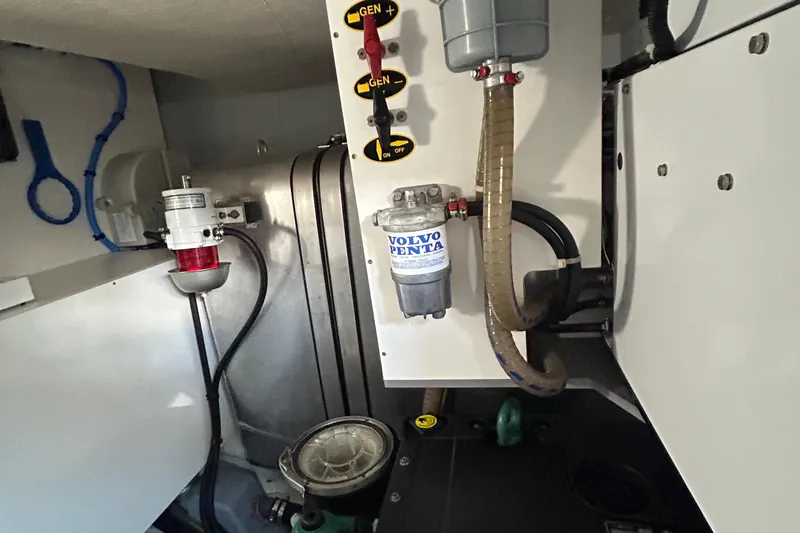 Smooth Yacht Photos Pics Engine room of 2019 Beneteau Swift Trawler 50 with Volvo Penta components.