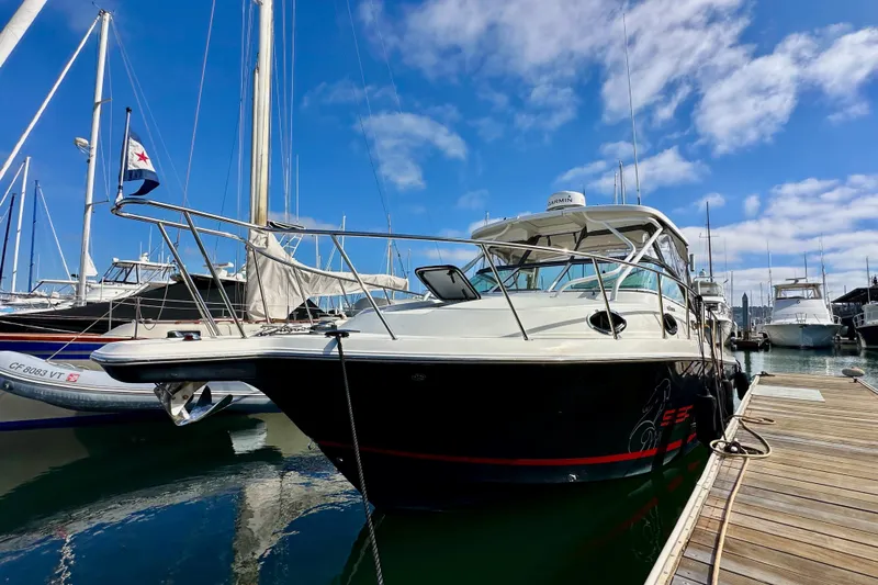 Seahorse Yacht Photos Pics 2018 Wellcraft 290 Coastal boat docked at marina under blue sky.