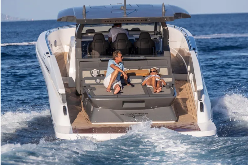  Yacht Photos Pics Luxury Canados 493 Grand yacht cruising with passengers, 2026 model, on open sea.