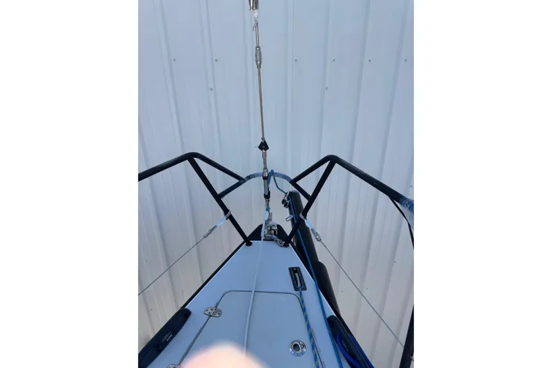 Dark Storm Yacht Photos Pics 2019 J Boats J/121 sailboat deck with rigging and safety rails.