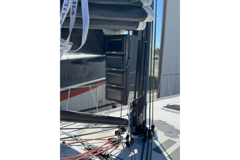 Dark Storm Yacht Photos Pics 2019 J Boats J/121 sailboat mast with B&G navigation displays.