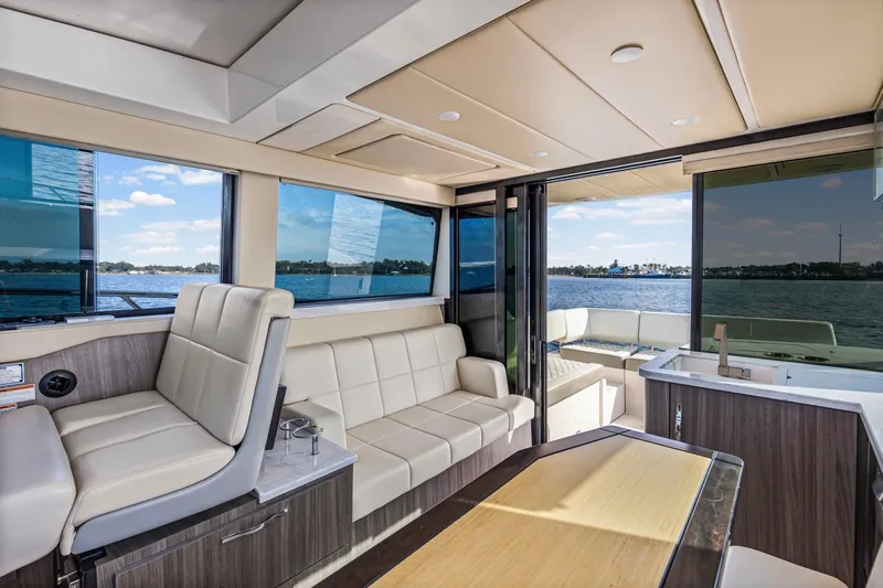  Yacht Photos Pics Luxurious interior of 2020 Regal 38 XO yacht with scenic water views.