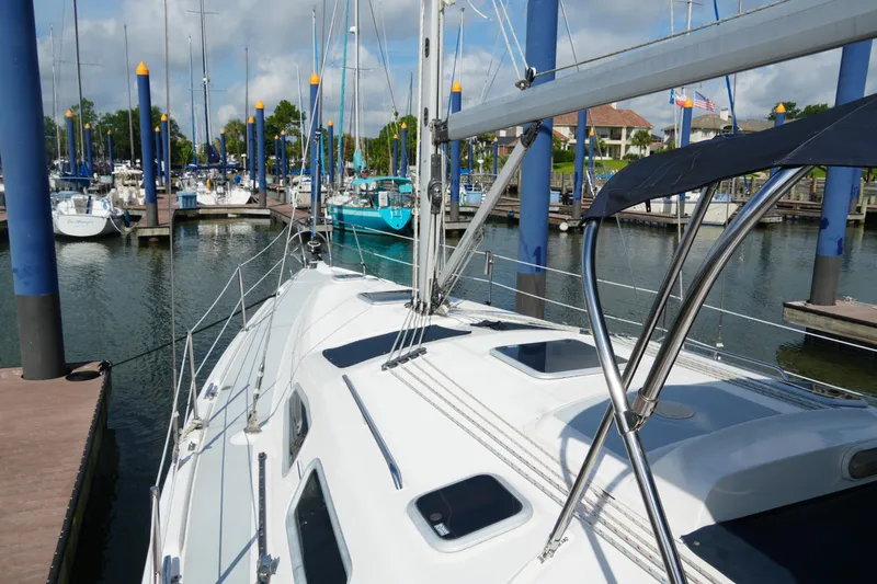 Marabelle Yacht Photos Pics Sailboat docked in marina, Hunter 41 AC, 2005 model, sunny day.