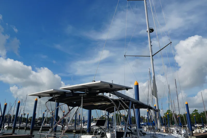 Marabelle Yacht Photos Pics Sailboat Hunter 41 AC 2005 docked at marina under blue sky.