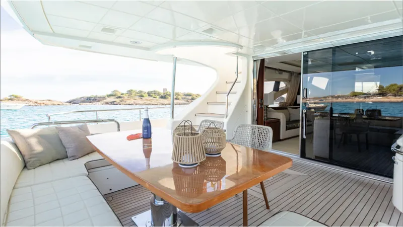  Yacht Photos Pics Luxurious 2008 Azimut 75 yacht deck with elegant seating and ocean view.