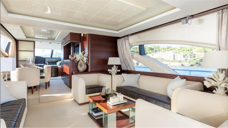  Yacht Photos Pics Luxurious interior of a 2008 Azimut 75 yacht with elegant seating and decor.