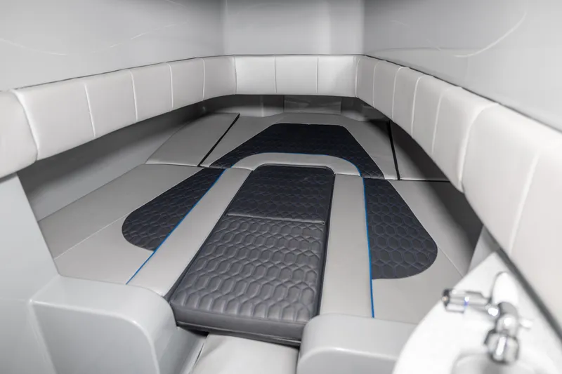  Yacht Photos Pics 2023 Deep Impact 399 Sport cabin interior with sleek, modern design and comfortable seating.