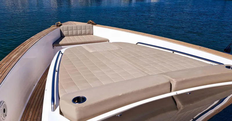  Yacht Photos Pics Luxury Pardo Yachts 43 (2020) with spacious sunbathing area on calm waters.