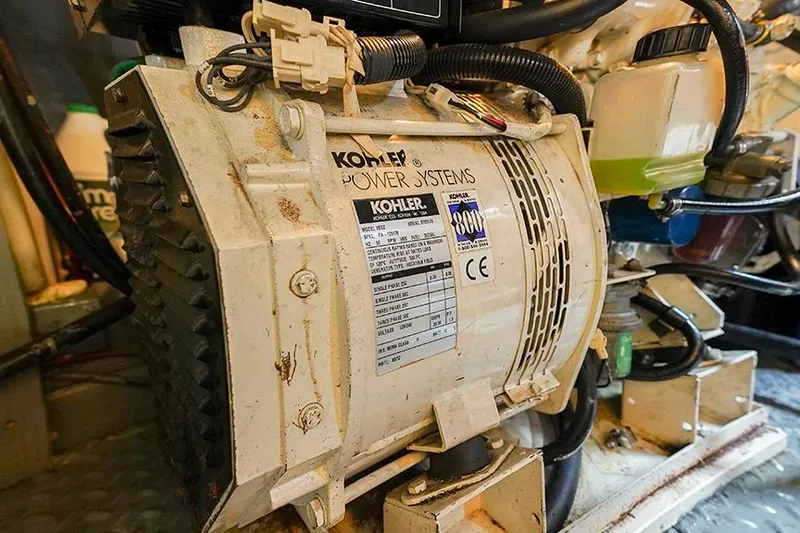 Sunshine Yacht Photos Pics Kohler power system in 1986 Marine Trader Tradewinds 47 engine room.