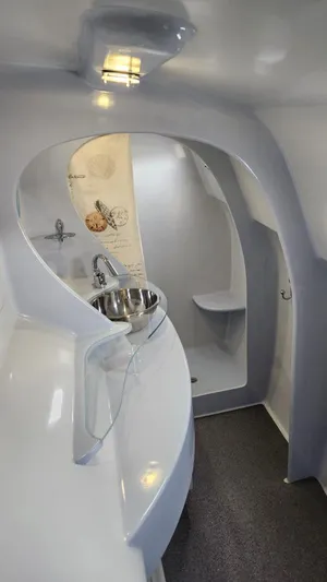 Fat Cat Yacht Photos Pics Futuristic 1991 Custom Morelli-Miller interior with sleek design and modern fixtures.