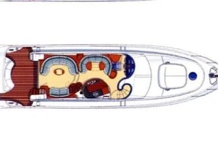 Stella Mia Yacht Photos Pics Top view layout of a 2001 Azimut 68 Plus yacht interior design.