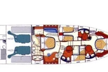 Stella Mia Yacht Photos Pics Floor plan of a 2001 Azimut 68 Plus yacht, showcasing interior layout and design.